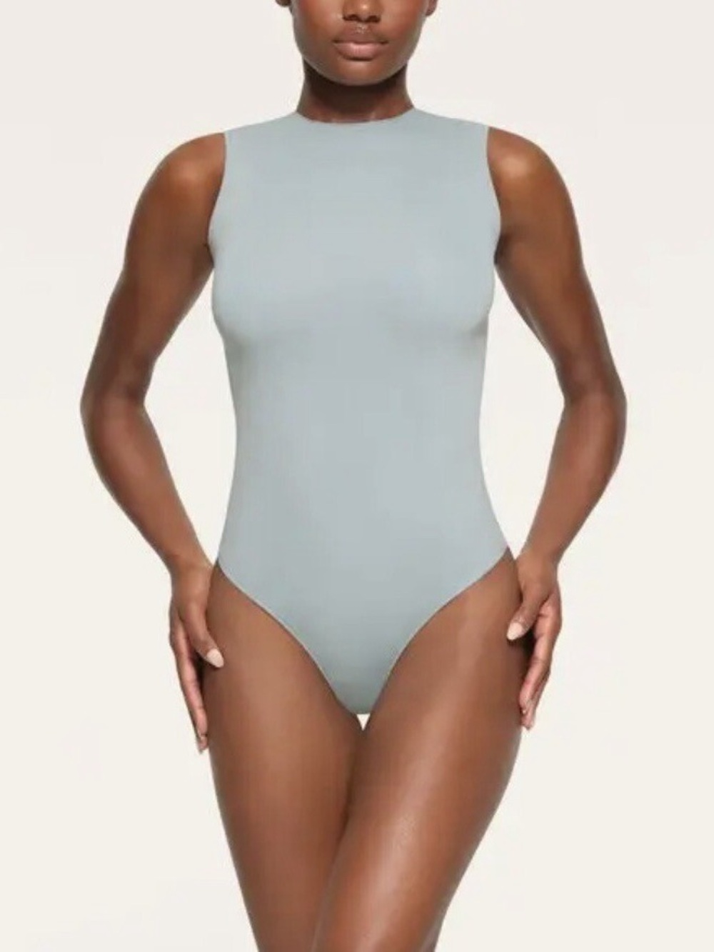 SKIMS Grey Essential Crew Neck Sleeveless Seamless Bodysuit